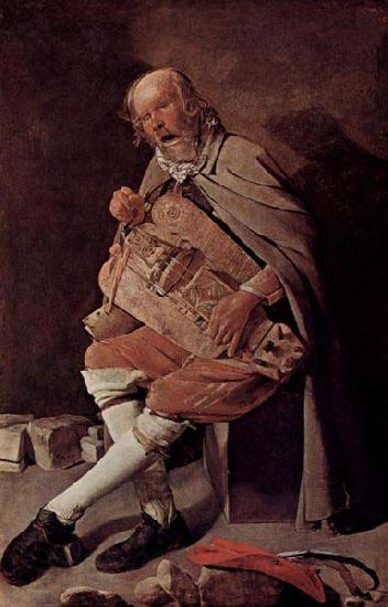 Georges de La Tour Hurdy gurdy player Norge oil painting art